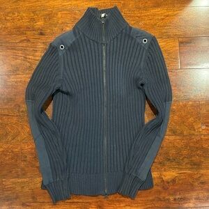 Urban Behavior Navy Ribbed Zip-Up Mockneck Sweater